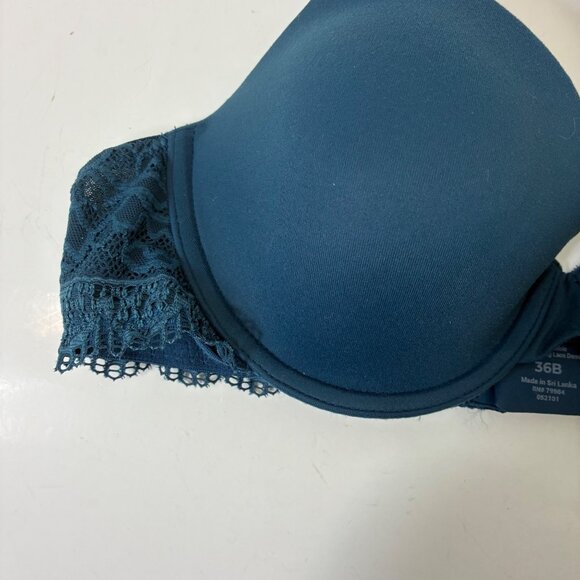 Soma Embraceable Enchanting Lace Demi Bra Teal Size 36B Convertible - Picture 2 of 5